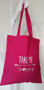 Katoenen tas fuchsia Shopping